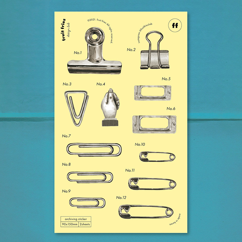 韩国fruitfries仿真别针夹子贴纸手账相片DIY装饰贴无痕复古贴纸,文具电教/文化用品/商务用品,贴纸/立体贴纸,淘宝优惠券,粉丝福利购,淘宝优惠卷