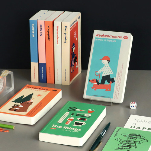 iconic复古插画横线本学习文具