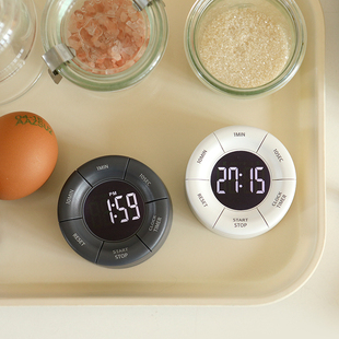 韩国Dailylike简约磁吸定时器灰白圆形厨房计时器烘焙工作小时钟