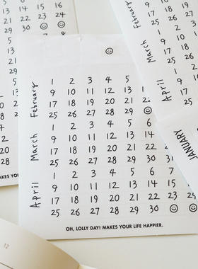 韩国ohlollyday简约透明数字日期贴纸手写体印刷体日记手帐素材