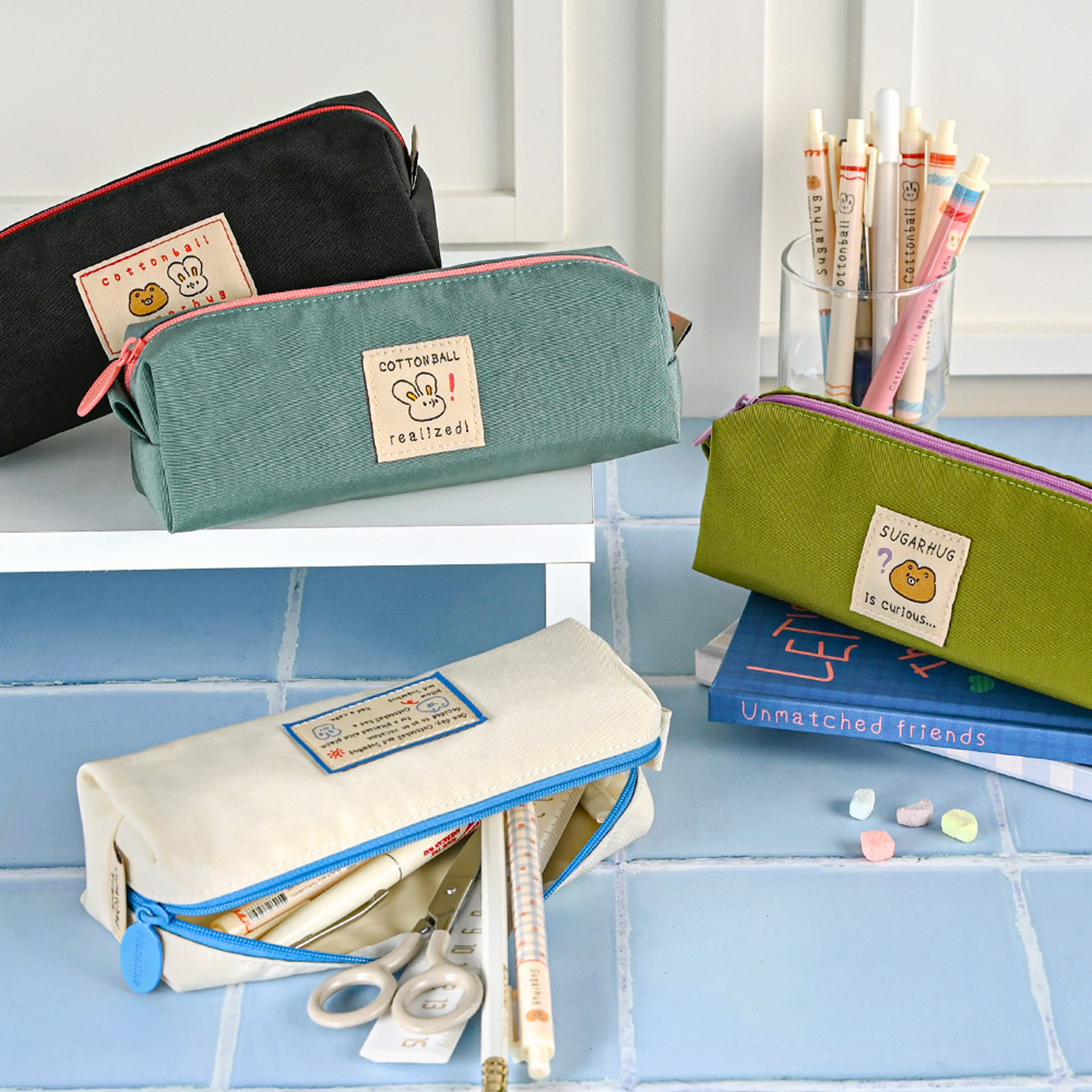 韩国Monolike可爱卡通笔袋尼龙文具收纳包大容量学习用品拉链笔盒,文具电教/文化用品/商务用品,笔袋,淘宝优惠券,粉丝福利购,淘宝优惠卷