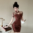 夏季 改良版 性感包臀裙 旗袍年轻款 新中式 国风连衣裙女主播服装 短袖