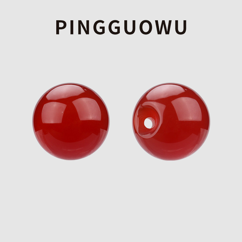 PINGGUOWU 玛瑙珠子旗袍扣子偏孔珠扣手工盘扣玉扣唐装扣汉服纽扣