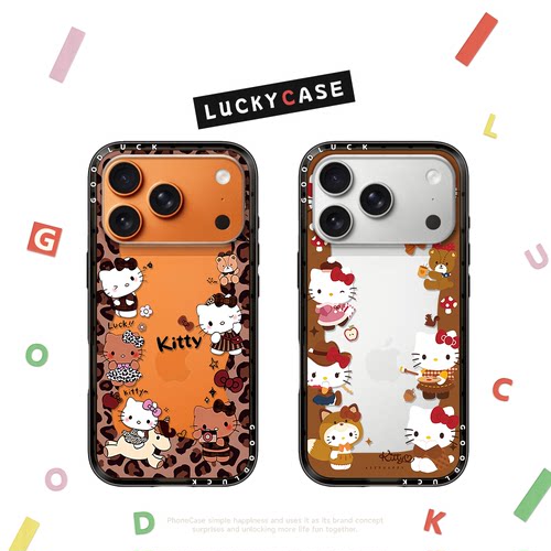 C家环绕豹纹kitty适用iphone17新壳体纤巧手机壳16promax苹果15pro磁吸MagSafe透明14plus甜酷13少女