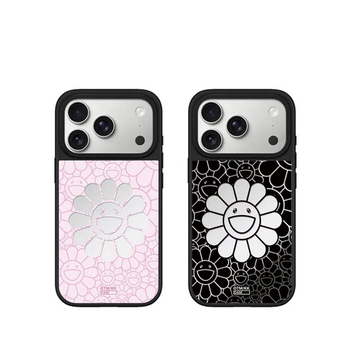 联名村上隆太阳花笑脸适用iphone17手机壳16promax苹果15pro镜面MagSafe磁吸14plus时尚13潮牌12C家