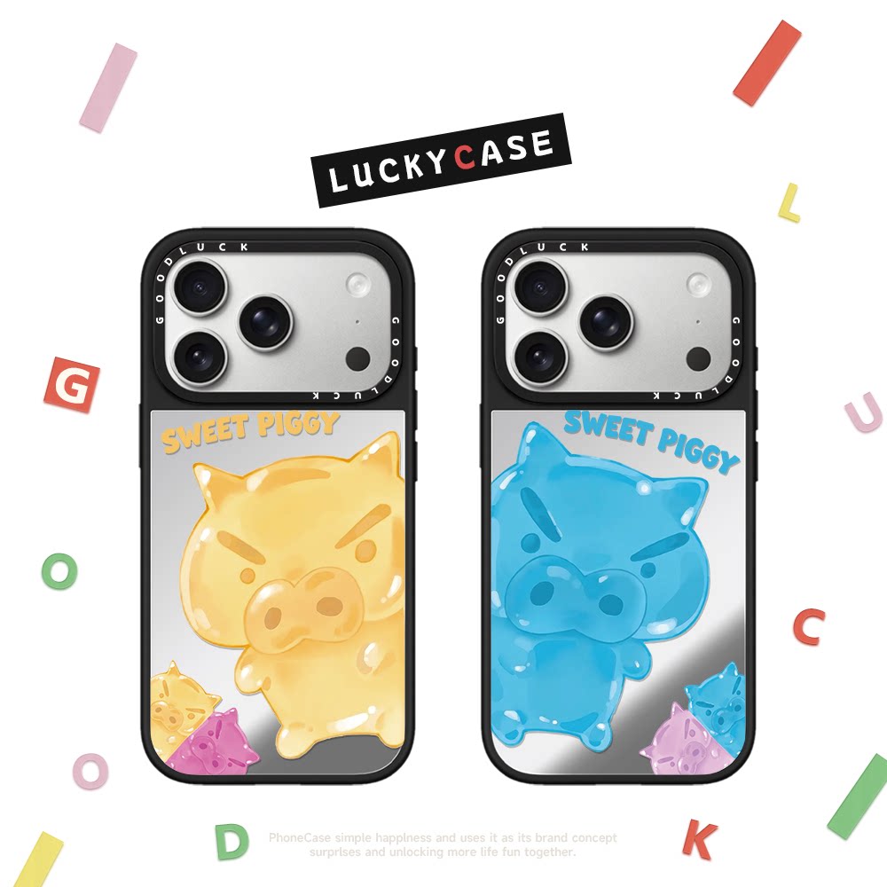 C家彩色软糖超人小猪适用iphone17手机壳18promax苹果16pro镜面MagSafe磁吸保护套15plus趣味14卡通13可爱12