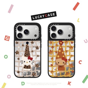 CASETIFIY扭曲格子枫叶Kitty猫适用iphone17手机壳16promax苹果15pro镜面MagSafe磁吸14plus卡通13可爱12日韩