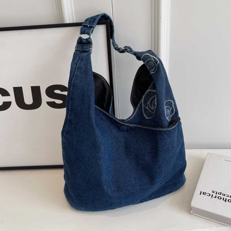 休闲牛仔布简约2024新款腋下包