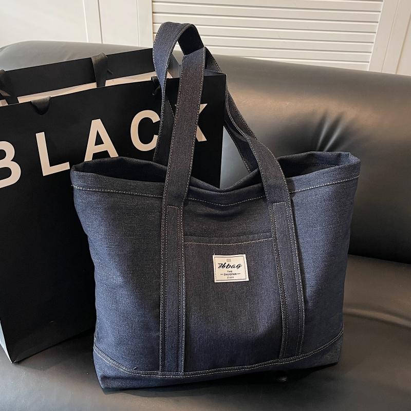 2024新款休闲牛仔布包包女大容量单肩包布包质感上课通勤托特包潮