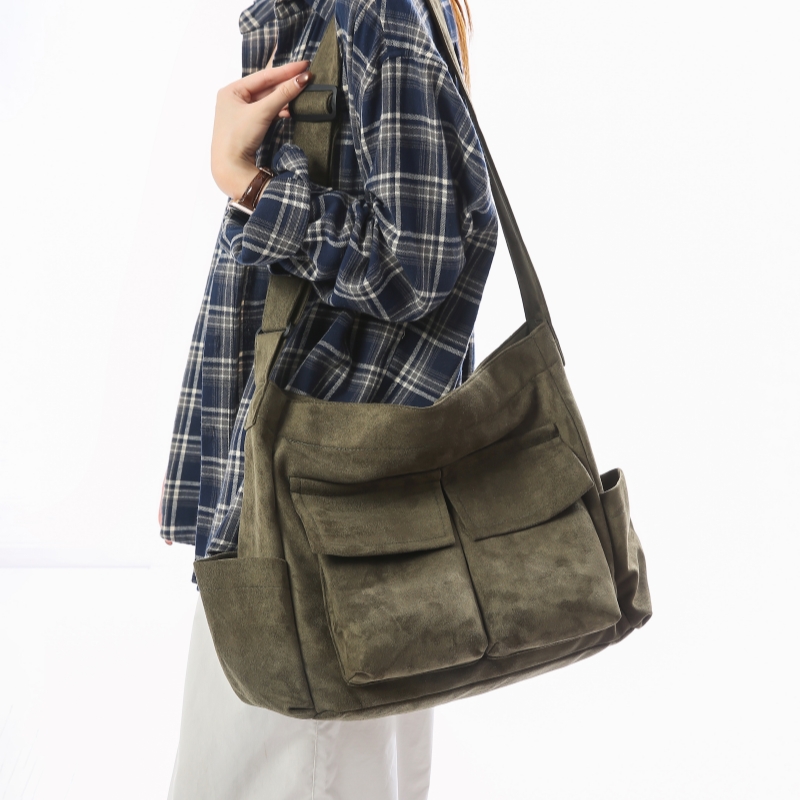 日系复古百搭麂皮绒单肩包大容量托特包学生百搭ins港风斜挎包潮