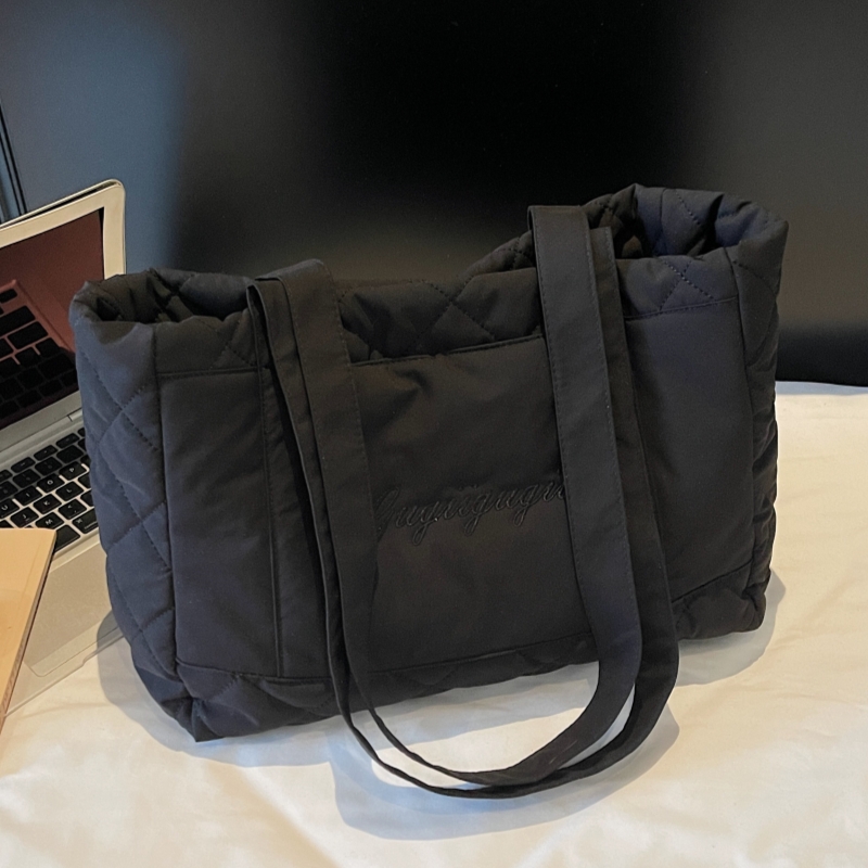 大学生上课通勤纯色托特包2025大容量韩国新款轻便休闲女单肩布包