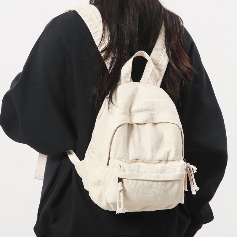 帆布小背包女日系ins原宿复古风垂坠感布包大学生宝妈逛街双肩包