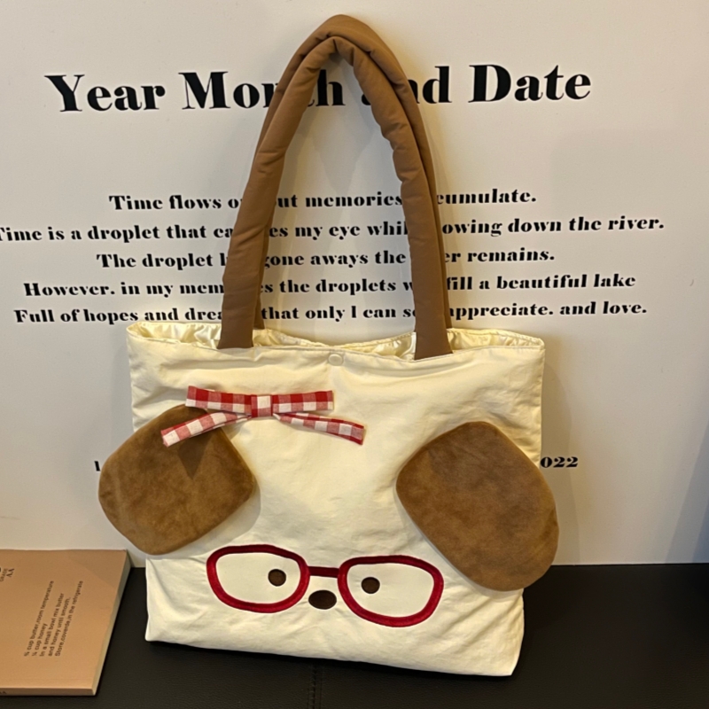 可爱小狗卡通公仔单肩包少女百搭秋冬休闲外出包大容量便携手提包