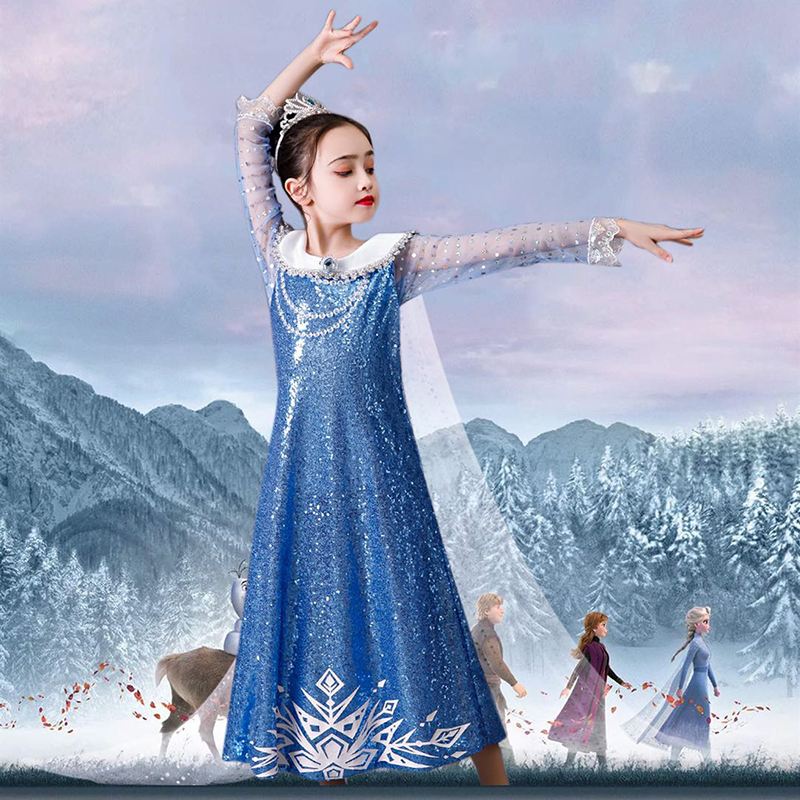 Elsa2022冰雪奇缘2新款爱莎公主裙女童连衣裙儿童爱沙艾莎礼服裙-封面