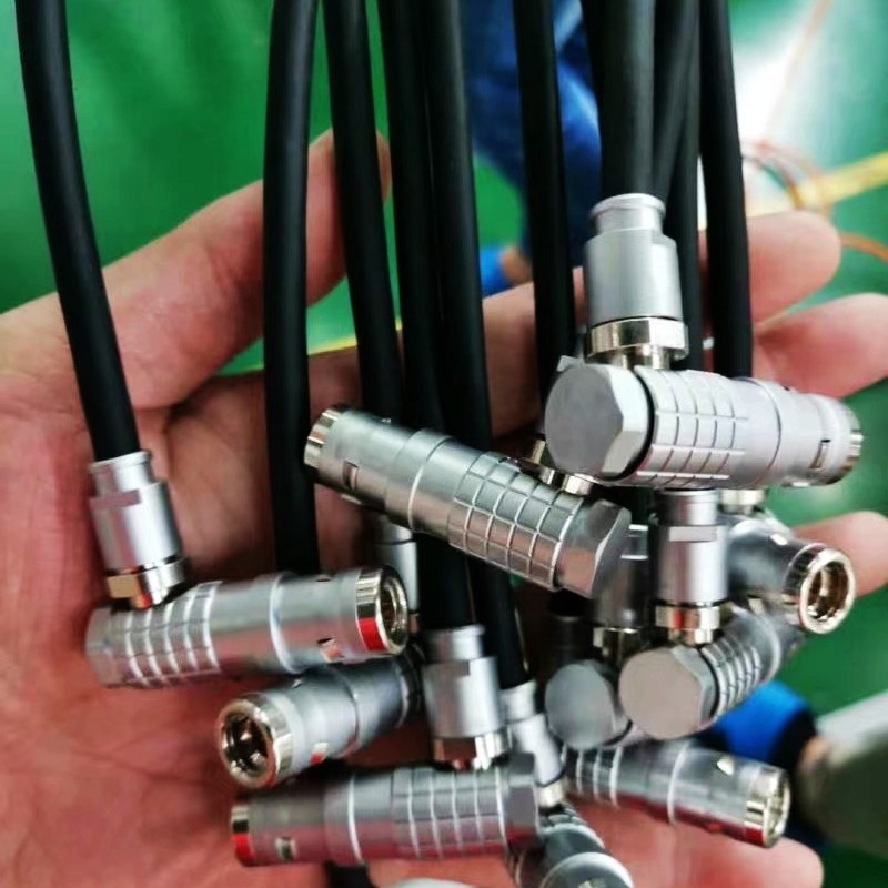 兼容雷莫头0K 1K 2K推拉自锁式圆形航空插头odu EGG FHG弯头90度