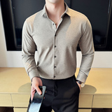 Y9015-P68加厚保暖毛呢衬衫高级感免烫衬衣米白色-M-4xl，男装衬衫，电商A211