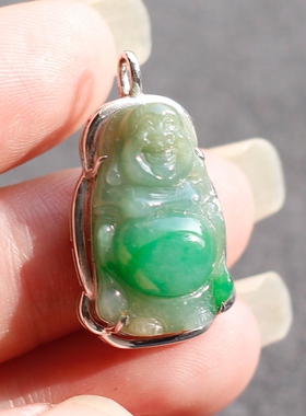 老货回流缅甸天然祖母绿色翡翠红翡925银镀金18k金Vintage吊坠女