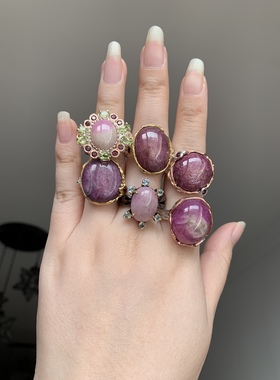 欧美天然红宝石925银戒指