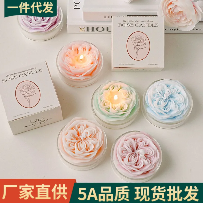 奥斯汀玫瑰花香薰蜡烛伴手礼礼品创意情人节礼物手工香氛造型蠟燭