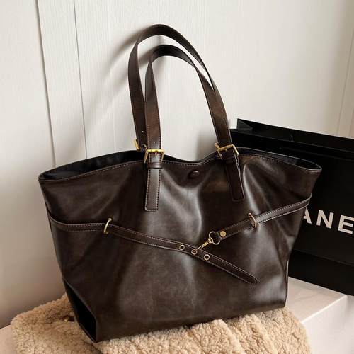 复古大容量包包女2024新款秋冬百搭休闲单肩包韩系简约通勤托特包