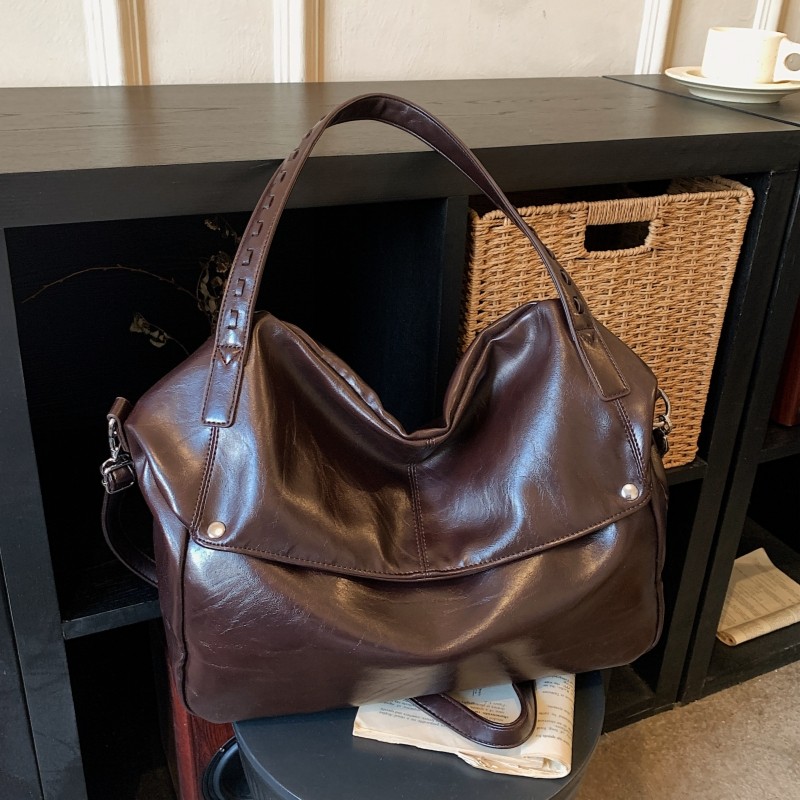 新款女包复古油蜡皮百搭单肩斜挎包高级质感慵懒大容量托特通勤包,箱包皮具/热销女包/男包,托特包,淘宝优惠券,粉丝福利购,淘宝优惠卷