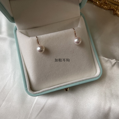 18k金珍珠耳钩加粗一体耳饰