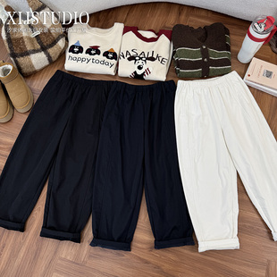 秋冬直筒裤 高腰加绒加厚休闲老爹裤 长裤 大码 微弹休闲裤 汐家女裤