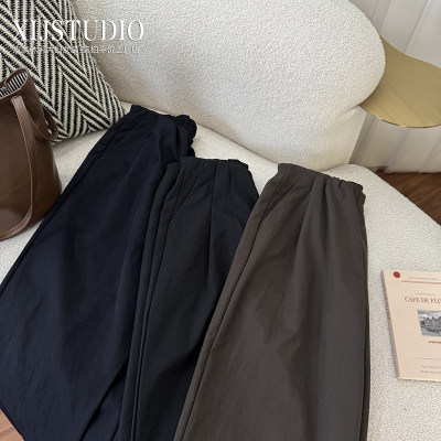 汐家女裤垂坠阔腿气球裤茧型哈伦裤秋款大码高腰九分休闲裤