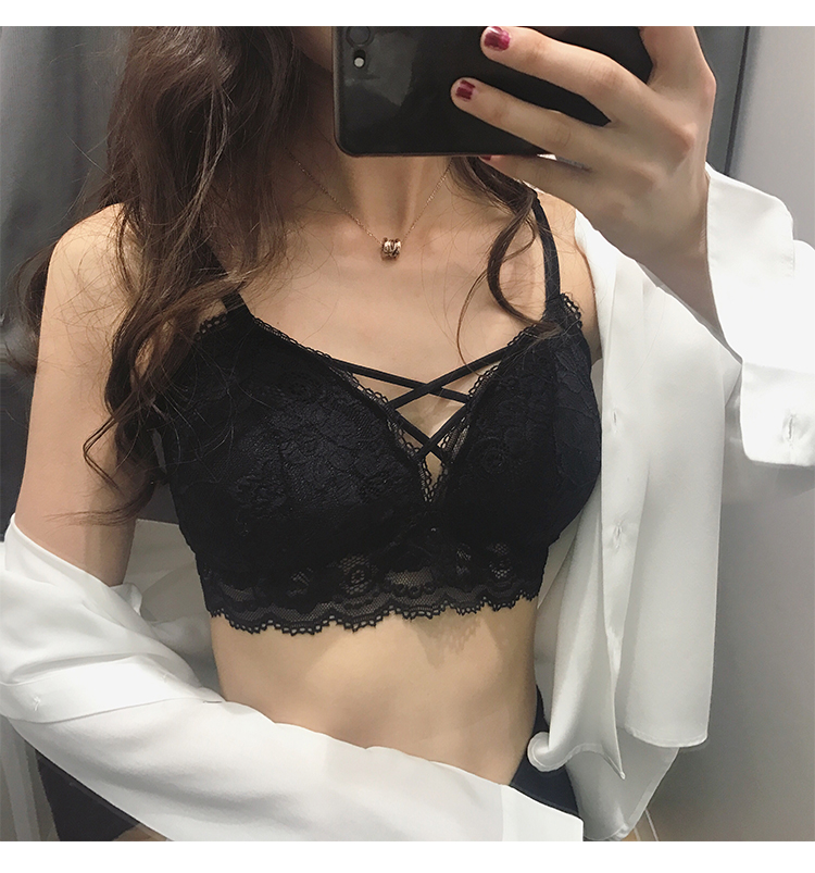 Real shot spring new women's small sexy bra lace hook flower suspender bottom coat