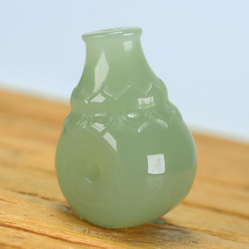 新疆和田玉青白色三通配饰佛头佛塔天然玉石三通葫芦散珠文玩配珠