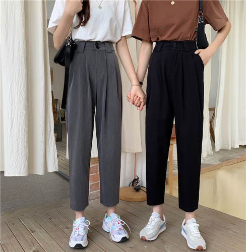 Real shooting summer chic new girlfriends wear versatile suit pants with high waist temperament casual pants