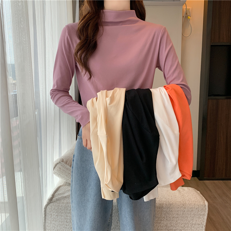 Chic fashion slim bottoming shirt women's long sleeve high neck slim T-shirt