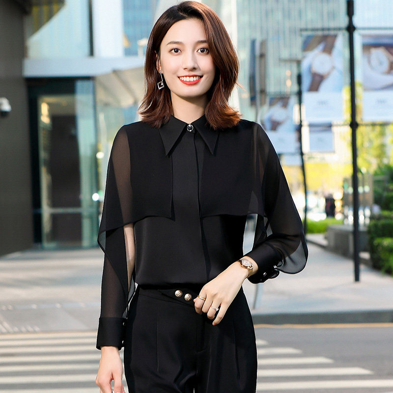 女士衬衫新款2021年洋气时尚春雪纺小衫高端漂亮早秋气质别致上衣