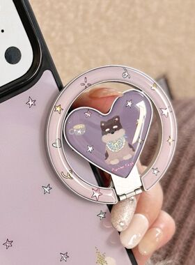 紫色鎏金磁吸支架适用Magsafe 磁性手机合金支架折叠支点小狗强磁