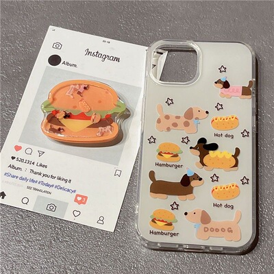 韩风可爱插画毛衣汉堡气囊磁吸支架懒人桌面看剧卡通企鹅粘贴支架