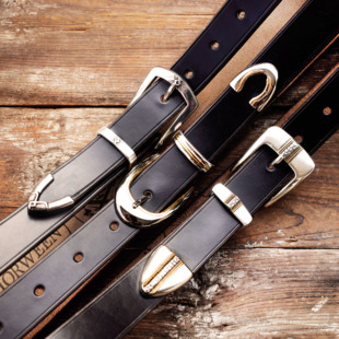 美国进口霍尔文3cm美式 复古骑兵三件套皮带绅士西部唐草牛仔腰带