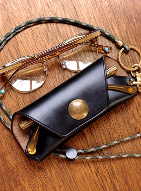 手工制作 美国horween cxl霍尔文皮美式复古户外眼镜收纳盒墨镜包