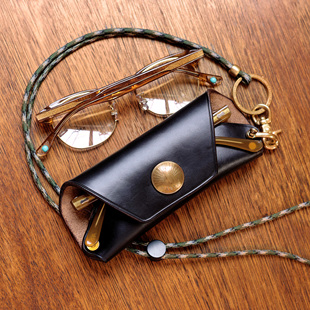 复古户外眼镜收纳盒墨镜包 cxl霍尔文皮美式 手工制作 美国horween