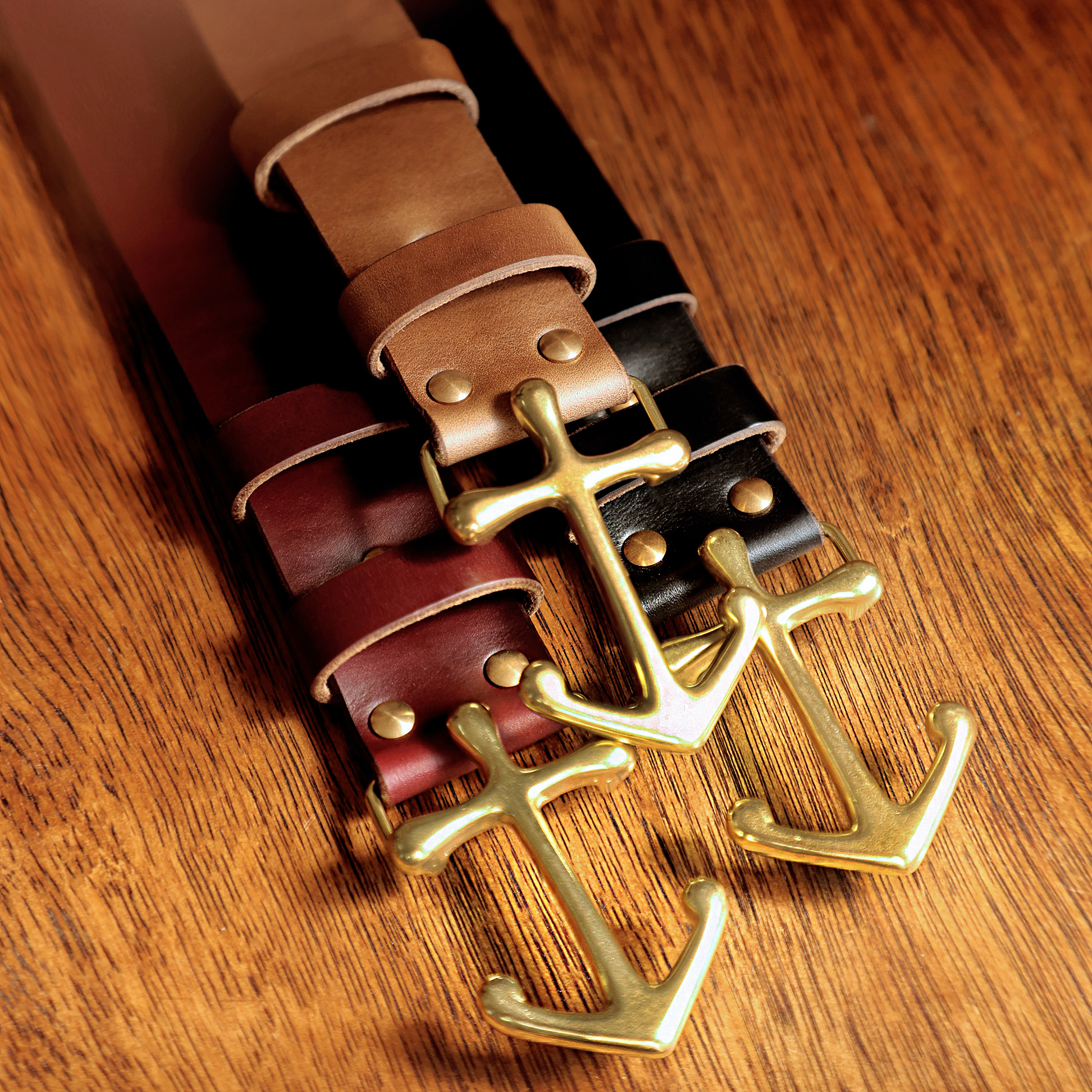 男士美式复古霍尔文皮纯铜皮带