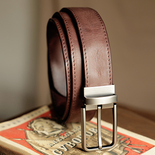 手工头层牛皮皮带复古植鞣纯牛皮针扣百搭男士工装做旧牛皮裤腰带