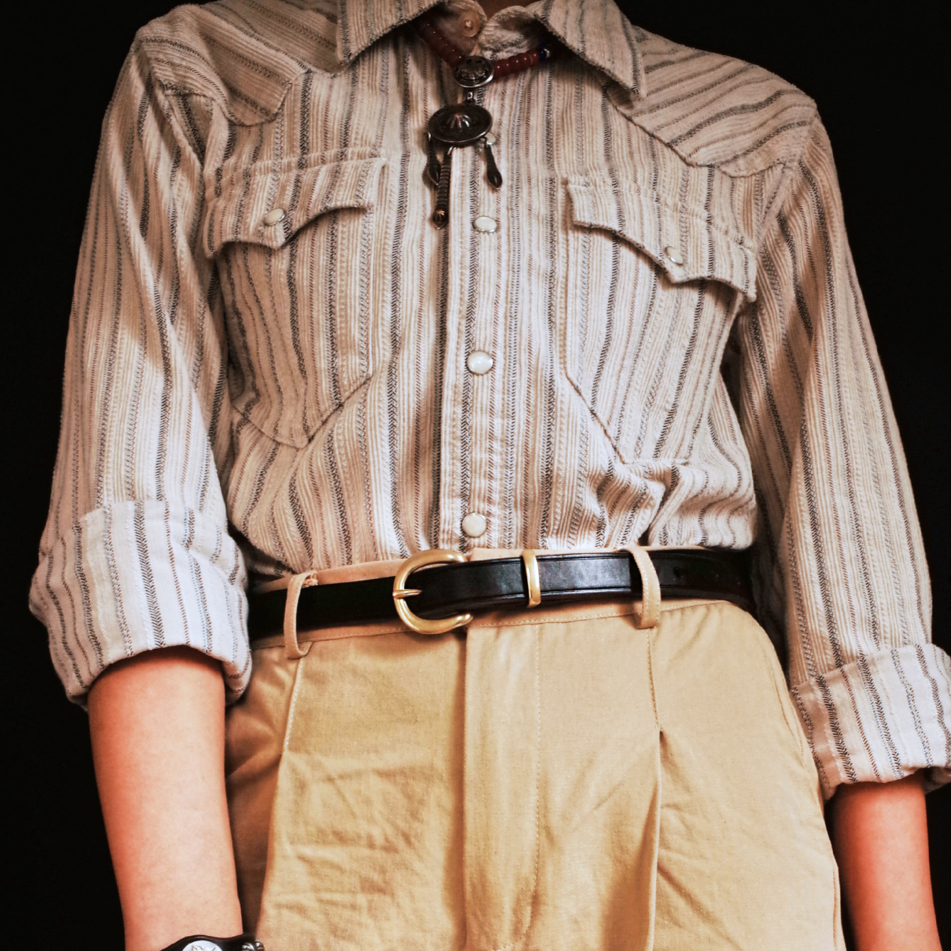 美国霍尔文茶芯黄铜马蹄扣皮带