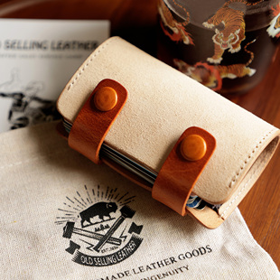 意大利植鞣二层磨砂真牛皮风琴卡包复古简约撞色多卡位银行卡套包