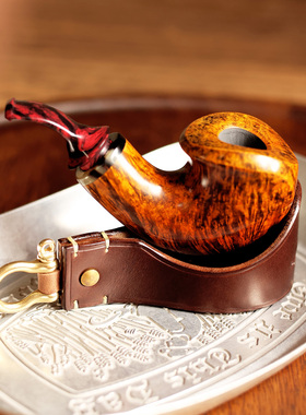 美国霍尔文茶芯牛皮手工制作复古便携皮烟斗架烟斗展示底座斗托