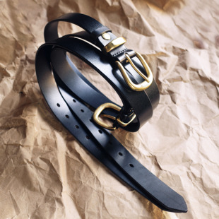 经典 马蹄针扣铜扣复古手工真牛皮带港风牛仔百搭简约中性ins腰带