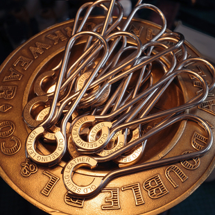 机车创意随身钥匙扣挂件 复古马蹄铁纯黄铜简约个性 旧野贩革 美式