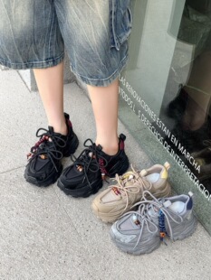 专柜正品2025年韩版秋季新款圆头秀气系带厚底休闲女鞋学生老爹鞋