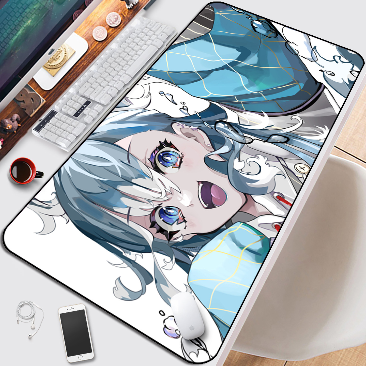 可波卡娜埃露鼠标垫虚拟UP主hololive ID二次元周边电竞键盘桌垫