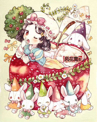超清晰彩色十字绣重绘图纸/源文件 卡通萌女孩 (30)