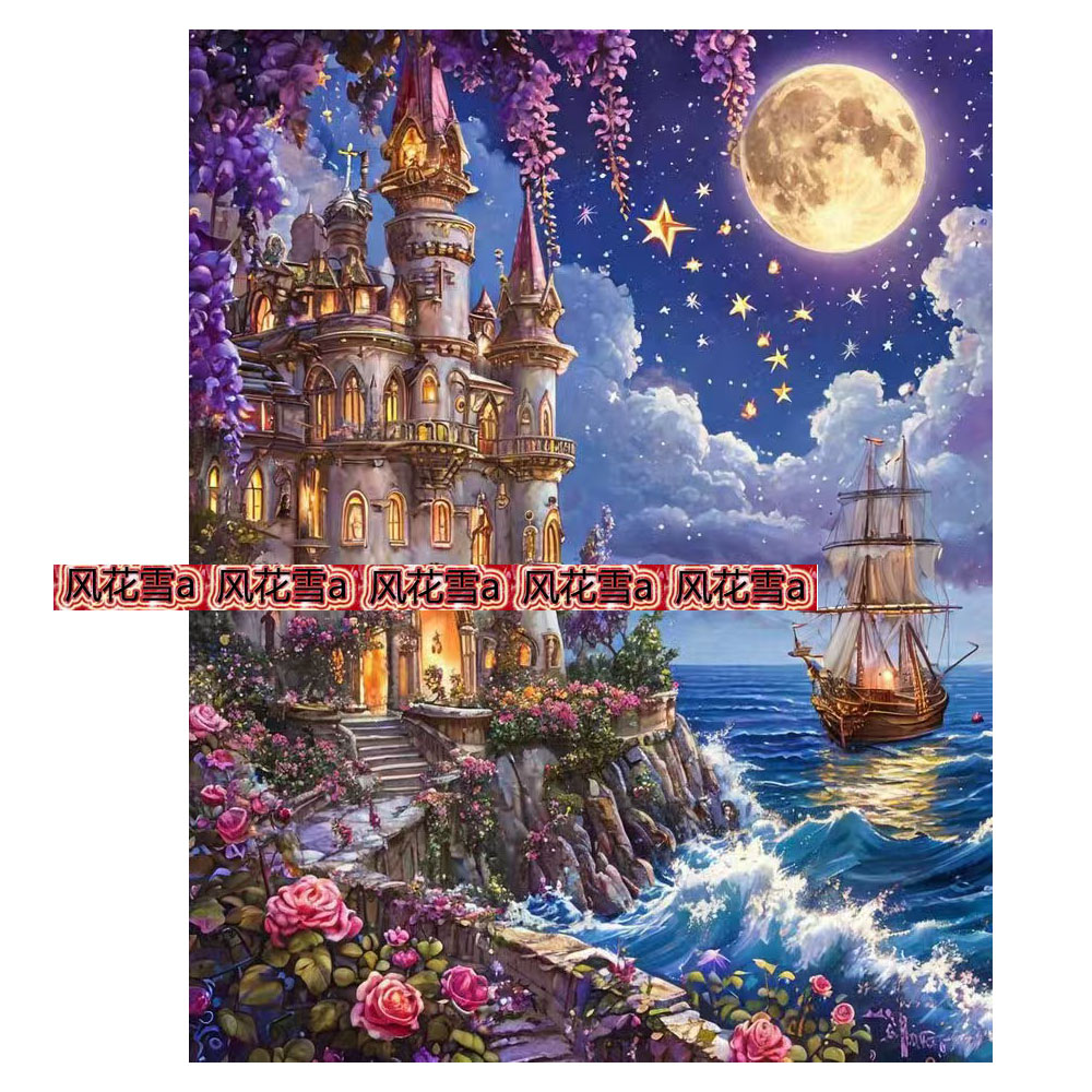 超清晰彩色十字绣电子图纸saga/XSD海边城堡350-449 124