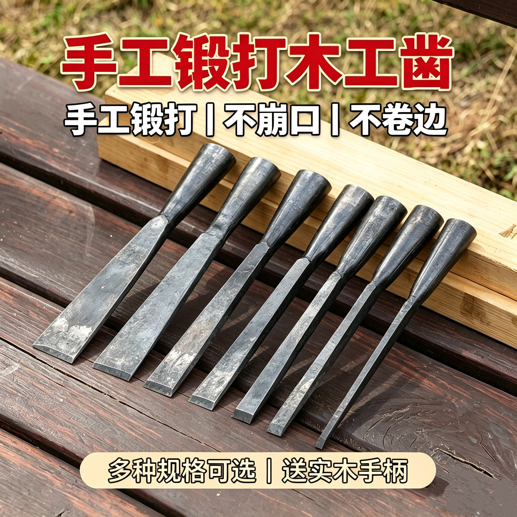 木工凿子特钢平凿扁凿套装手工开槽挖木凿木匠专业木工雕刻工具